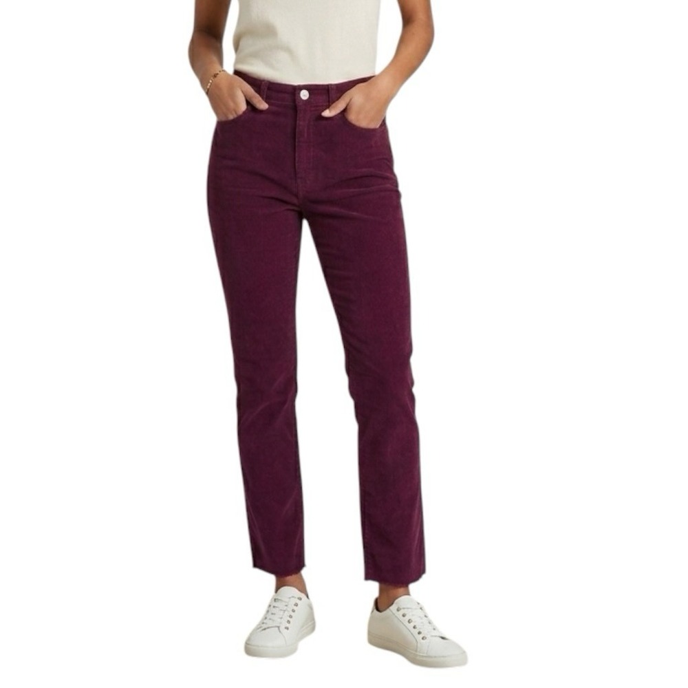 VINEYARD VINES Corduroy Pants sz 28 Magenta Pink Straight Leg High Rise Raw Hem